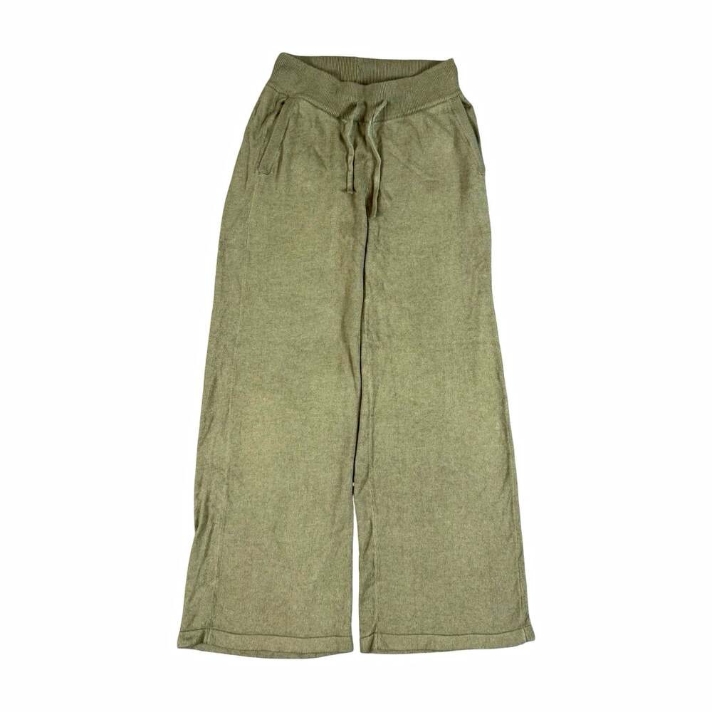 Eberjey Green Knit Wide Leg Lounge Pants Drawstring Elastic Waist Size M